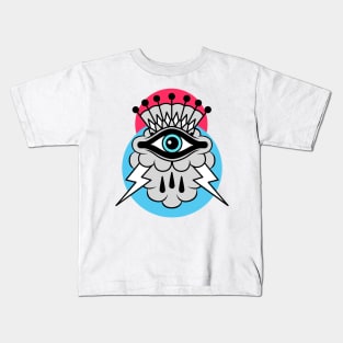 All Seeing Eye With Cloud And Lightning Kids T-Shirt